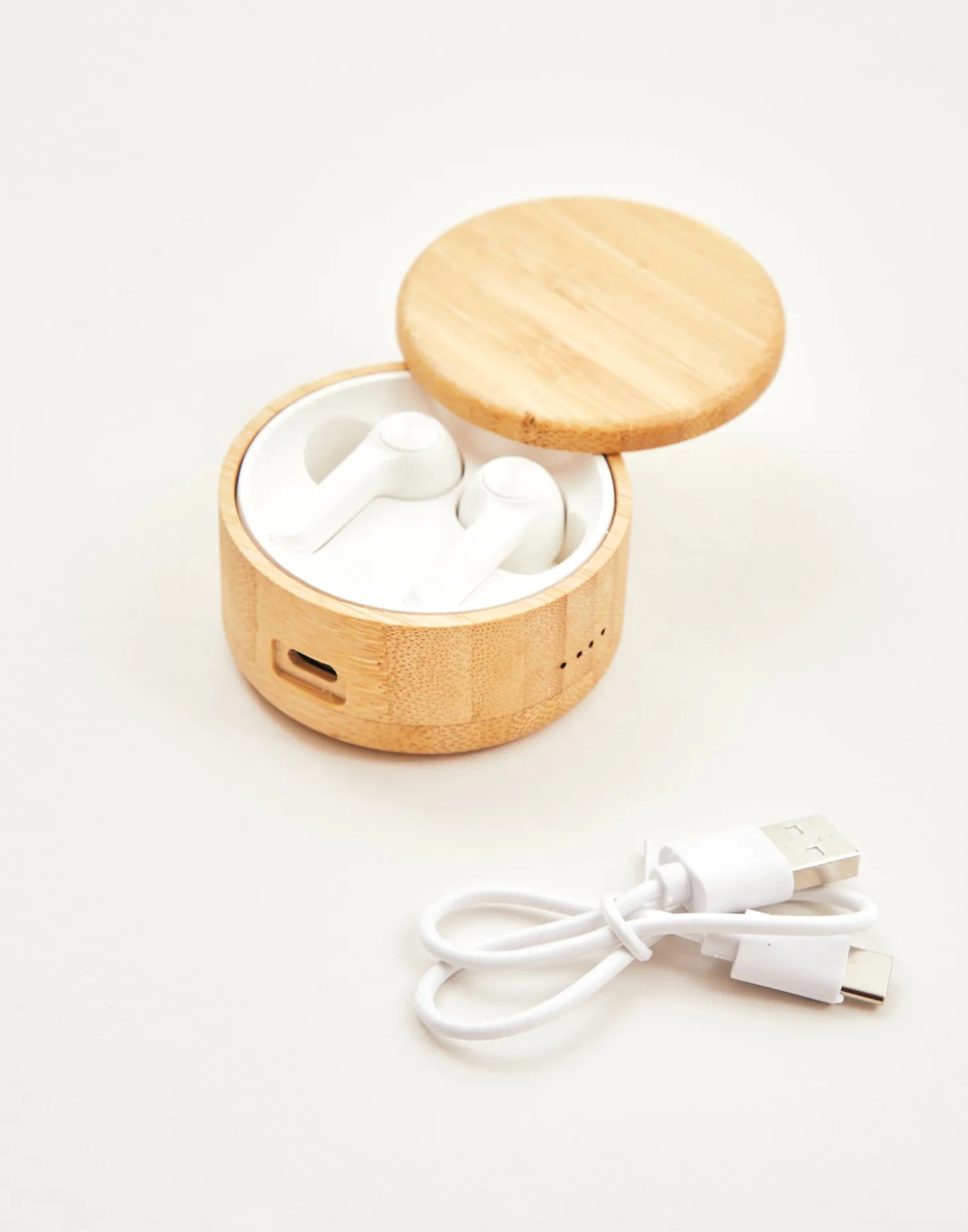 Natura Selection Viaje | Electrónica Y Gadget>Airpods Caja Bambú Redonda